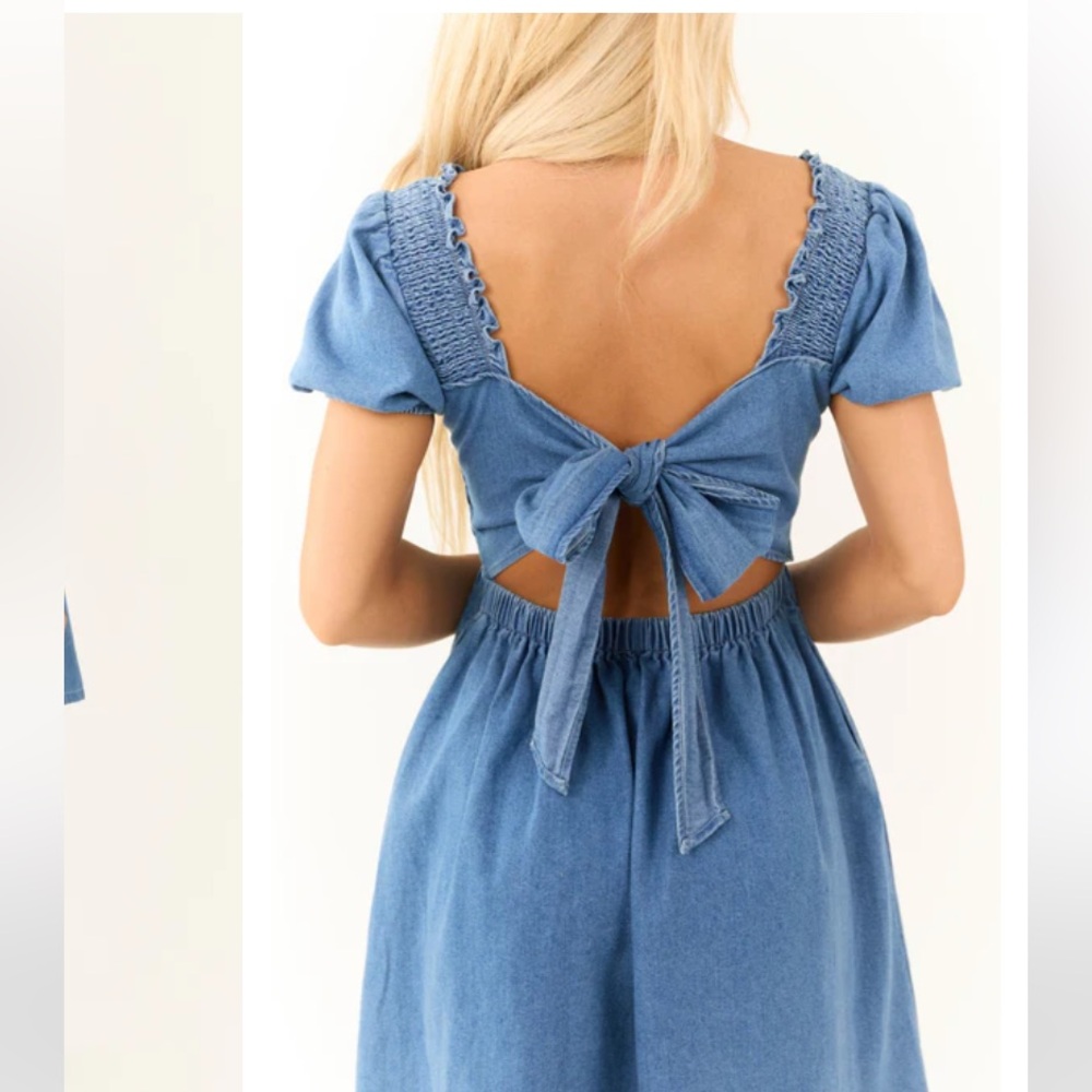 Denim dress with tie back, Mittoshop brand, nwt